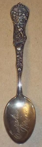 VINTAGE SOUVENIR STERLING SPOON EUREKA SPRINGS, ARKANSAS, NATIVE AMERICAN IMAGES - Picture 1 of 5