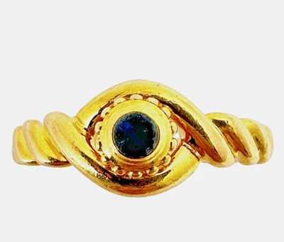 Anillo Vintage Cartier Cabujón Zafiro Oro Amarillo 18k Torcido Pinky EU50 US5.25 Foto 1 de 4