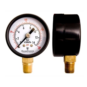 1-1/2" Utility Pressure Gauge, Black Steel, 1/8" NPT, Lower Mount, 0-2,000PSI - Picture 1 of 3