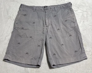 J Crew Shorts Herren Größe 34 grau Stanton Chino Fahrrad Print Bike flache Vorderseite - Bild 1 von 12