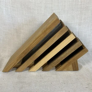 Magnetic Knife Block Slanted Solid Wood Magnet Inserts Contemporary Modern EUC - Picture 1 of 8