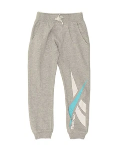 REEBOK Boys Graphic Tracksuit Trousers Joggers 9-10 Years Grey Cotton AK14 - Picture 1 of 5