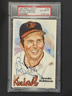 BROOKS ROBINSON AUTOGRAPHED PEREZ STEELE POST CARD PSA/DNA AUTHENTIC HOF - Image 1 of 2