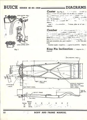 1938 Buick Series 40 60 Новые из старых запасов Размеры Рамы Выровнены Спецификация - Изображение 1 из 2