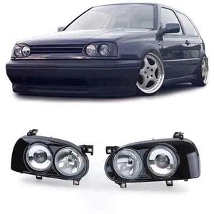 Double Phares H1 H3 Noir à Gauche + Droite pour VW GOLF 3 III À Partir De 91-97 - Afbeelding 1 van 4