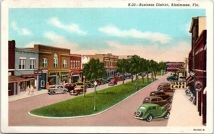 1940s FL Postcard Business District Kissimmee Florida Downtown Cafe Old Cars - Picture 1 of 2