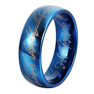 Blauer Elbischer Herr Ring Wolfram One Power Magic King Fellowship Band 6 mm 8 mm - Bild 1 von 8