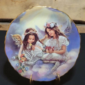 Sharing Beauty Angel Cherubim Plate Sandra Kuck BradEx Reco Vtg Swanky Barn - Picture 1 of 12