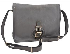 Authentic FENDI Vintage Shoulder Cross Body Bag Purse Leather Gray 6936E