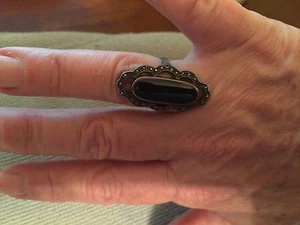 Anillo vintage de marcasita de ley aprox. Talla 6,5 - Imagen 1 de 5