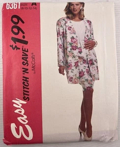 1993 Stitch n Save Sewing Pattern 6361-Misses Jacket Top Skirt-Sizes 8-14 Uncut - Picture 1 of 4