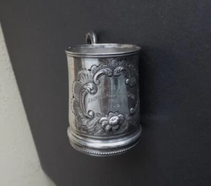 F. W. Cooper New York City 19th Century Coin Silver Repousse Cup - Picture 1 of 5