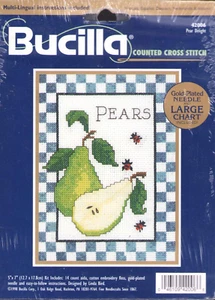 Cross Stitch Kit Bucilla Ladybugs Pears Leaves Vintage Needlework Embroidery - Picture 1 of 3