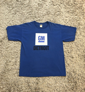 VINTAGE 00s GM Detriot Heavy Cotton T Shirt Size XL Mens General Motors Tee Blue