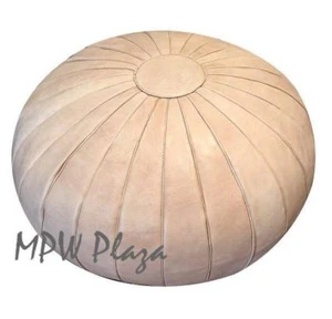 MPW Plaza Pouf, Deco, Natural, Moroccan Leather Ottoman (Un-Stuffed) - Picture 1 of 2