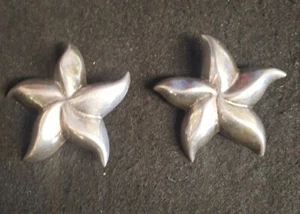 Large ZINA Vintage Mid Century Modern Sterling Silver Clip On Earrings Starfish - Bild 1 von 6