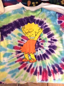 Damen Gr. M Lisa Simpson T-Shirt The Simpsons Tie Dye Kurzarm Shirt Tee - Bild 1 von 6