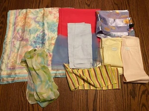 Vintage 40s-50s-60s Silk Satin Neck Scarves And Irish Linens Lot Of 9 EUC! - Picture 1 of 12