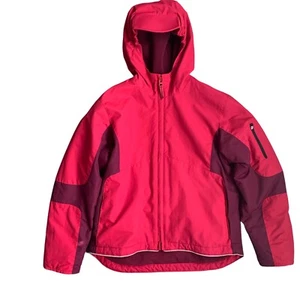 Lands End Squall Pink Hooded Fleece Lined Waterproof Jacket Girls Size M (10-12) - Picture 1 of 12