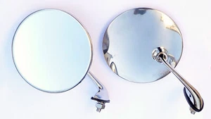 Par de espejos retrovisores cromados para puerta/ala de coche clásico con espejo retrovisor convexo de vidrio mini MG, etc. - Imagen 1 de 1