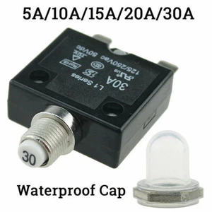 DC50V 5/10/15/20/30A Push Button Resettable Thermal Circuit Breaker Panel Mount - Picture 1 of 8