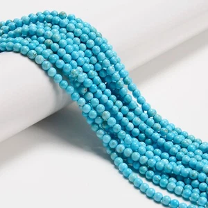 Blau türkis glatte runde Perlen 2 mm 3 mm 4 mm 15,5" Strang - Bild 1 von 3