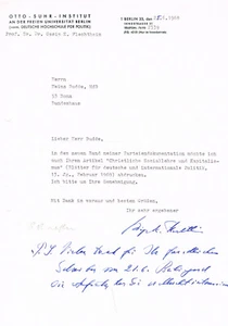 Ossip K. Flechtheim 1909-98 autógrafo carta mecanografiada firmada 8"x12" autor abogado - Imagen 1 de 1