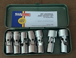 HDC Homier 3/8" Drive SAE Universal Joint Socket Set - 7 Sockets + Box - Taiwan - Picture 1 of 3