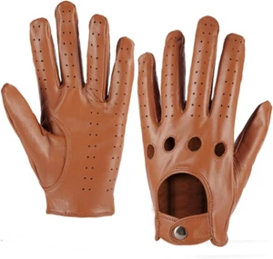 Guantes de conducir de cuero sin forro para hombre, con pantalla táctil. - Imagen 1 de 12