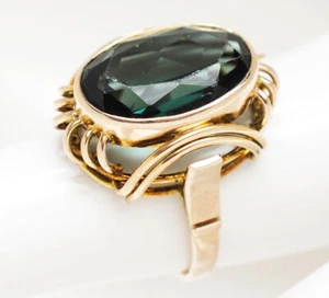 Alter Damenring 8 Karat 333 Gold 6,18 g Gelbgold grüner Turmalin Gr. 54 - Bild 1 von 3