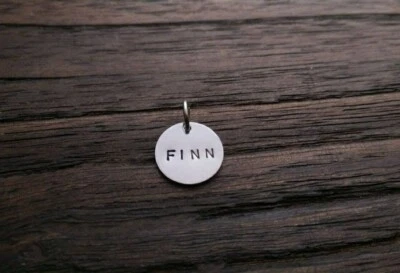 Personalised Hand Stamped Name Charm Pendant 15mm Disc with Jump Ring - Image 1 of 2