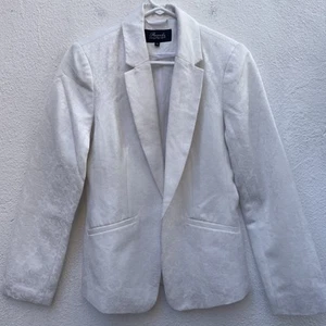 Peacocks Blazer Jacket Womens 10 Medium Slim White Roses Satin Open Tailored - Picture 1 of 16