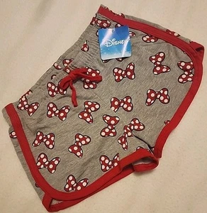 Disney Jerry Leigh Girls Polka Dot Bow Girls Shorts Grey Red  Large 10/12 NWT - Picture 1 of 7