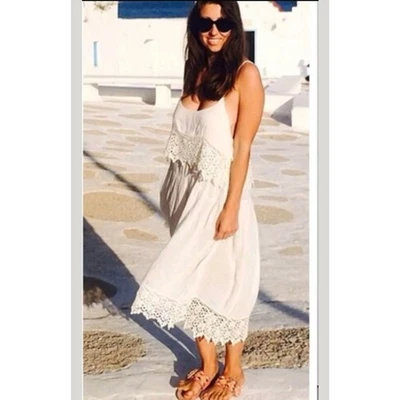 Nuevo $128 Vestido Free People Star Sin Mangas Crochet Midi Talla XS MARFIL  Foto 1 de 4