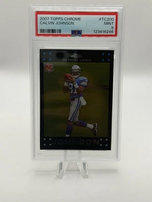 2007 TOPPS CHROME CALVIN JOHNSON ROOKIE RC #TC200 PSA 9 MINT - Image 1 of 2