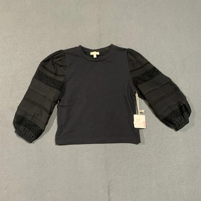 Chelsea Violet Girls Black Long Sleeve Lace Sleeve Top Shirt Size L 14 NWT - Image 1 of 4