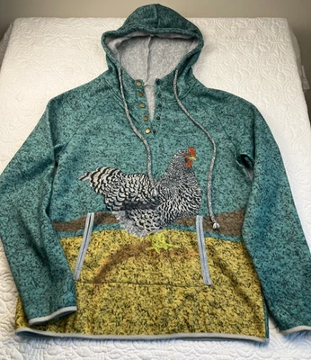 Sudadera con capucha 3XL (funciona pequeña: L-XL) única chaqueta a presión para mujer Chicken Farm Barnyard Foto 1 de 4