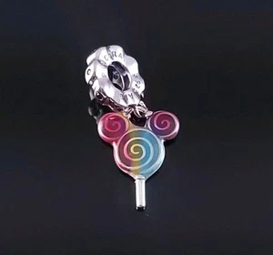 Nuevo DISNEY PARK Pandora Mickey Lollipop Plata Cuelga Dije - Imagen 1 de 4