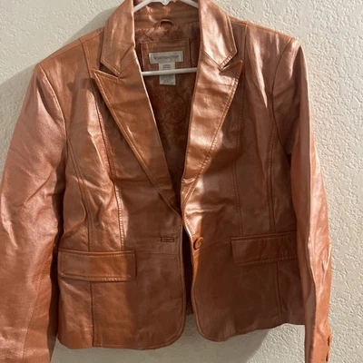 Leather Jacket Worthington Burnt Orange/Rose Gold Hue Legally Blonde Girl Boss L - Image 1 of 4