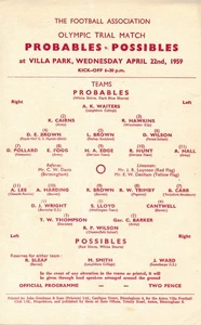 OLYMPIC FOOTBALL 1960 ROME - Great Britain Possibles v Probables Trial match - Picture 1 of 1