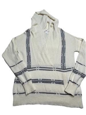 Suéter Paige Mujer Pequeño Blanco Rayas Baja Pullover Sudadera con Capucha Preppy Merino Foto 1 de 4