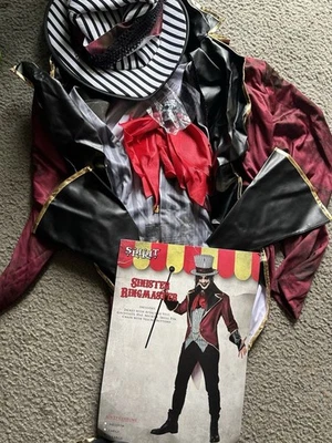 ESPÍRITU SINIESTRO CIRCO MAESTRO DE ANILLOS DISFRAZ DE Halloween para hombre adulto X grande 46-48 Foto 1 de 4