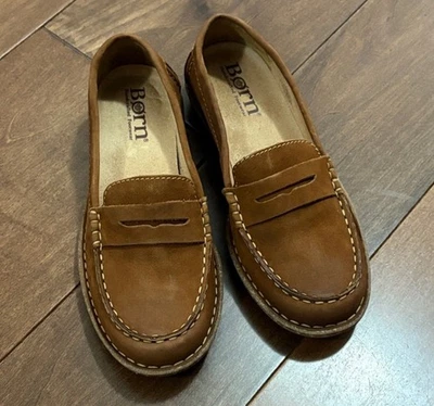 Nuevo sin etiquetas Mocasín Nerina Penny Mujer Talla 7.5 Marrón Coñac Gamuza Zapato sin Cordones Foto 1 de 4