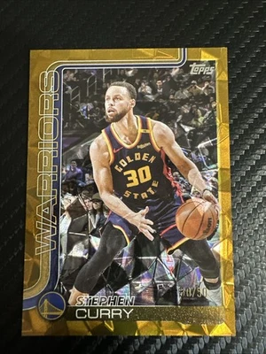 2025 Topps Steph Curry Gold Cracked Ice /50 #135 Warriors - Image 1 of 2