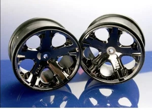 Traxxas 3772 All-Star Rear 2.8" Bk Chrome Wheels (2) Rustler Stampede VXL XL5 - Picture 1 of 1