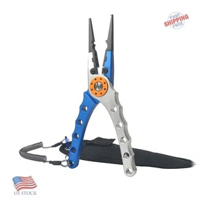 Saltwater Stainless Steel Tool Hook Remover Aluminum Blue/Silver Fishing Pliers - Picture 1 of 7