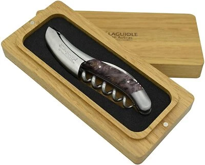 Laguiole En Aubrac侍酒师开瓶器带稳定紫色杨树毛刺手柄 — 第 1/4 张图片