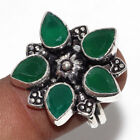 925 Silver Plated-Green Onyx Ethnic Gemstone Handmade Ring Jewelry US Size-8 I24