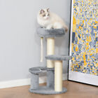 Cat Tree Scratcher Kitty Activity Centre Post 2 Perch Hanging Sisal Rope Grey