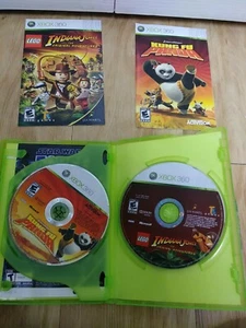 Lego Indiana Jones/ Kung Fu Panda {COMBO PACK} Xbox 360 (COMPLETE) case damage - Picture 1 of 2